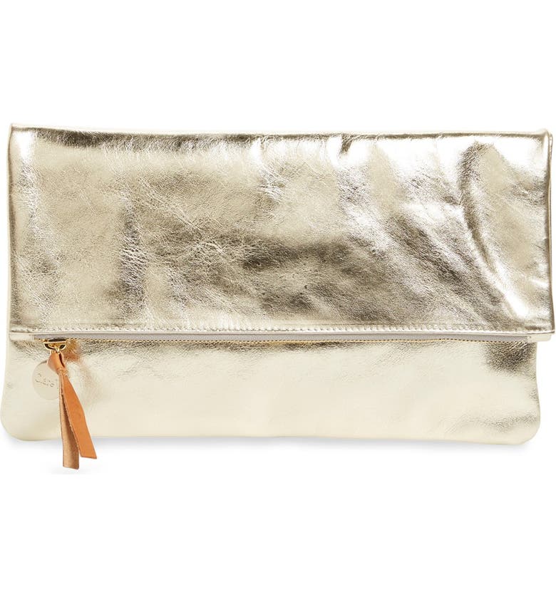 Clare V. 'Maison' Metallic Leather Foldover Clutch | Nordstrom
