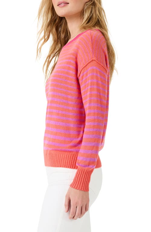 Shop Nic + Zoe Nic+zoe Supersoft Striped Up Sweater In Orange Multi