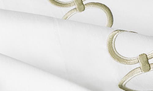 Sferra Catena Flat Sheet, King In White/willow
