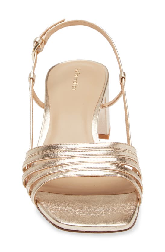 Reformation Eleonora Sling Back Block Heel Sandal In Gold