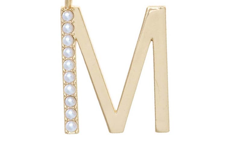 Ettika Imitation Pearl Initial Pendant Necklace In Gold- M