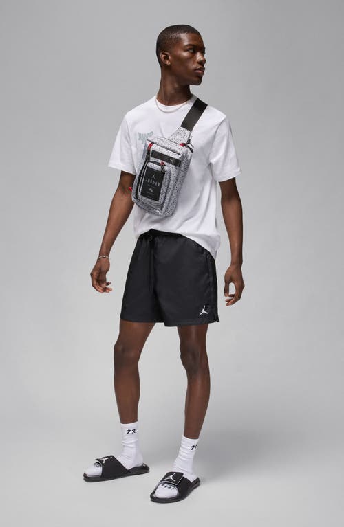 Shop Jordan Essential Poolside Drawstring Shorts In Black/white