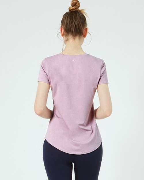 Shop Rebody Active Rebody Essentials Scooped Short Sleeve Top In Stone Mauve