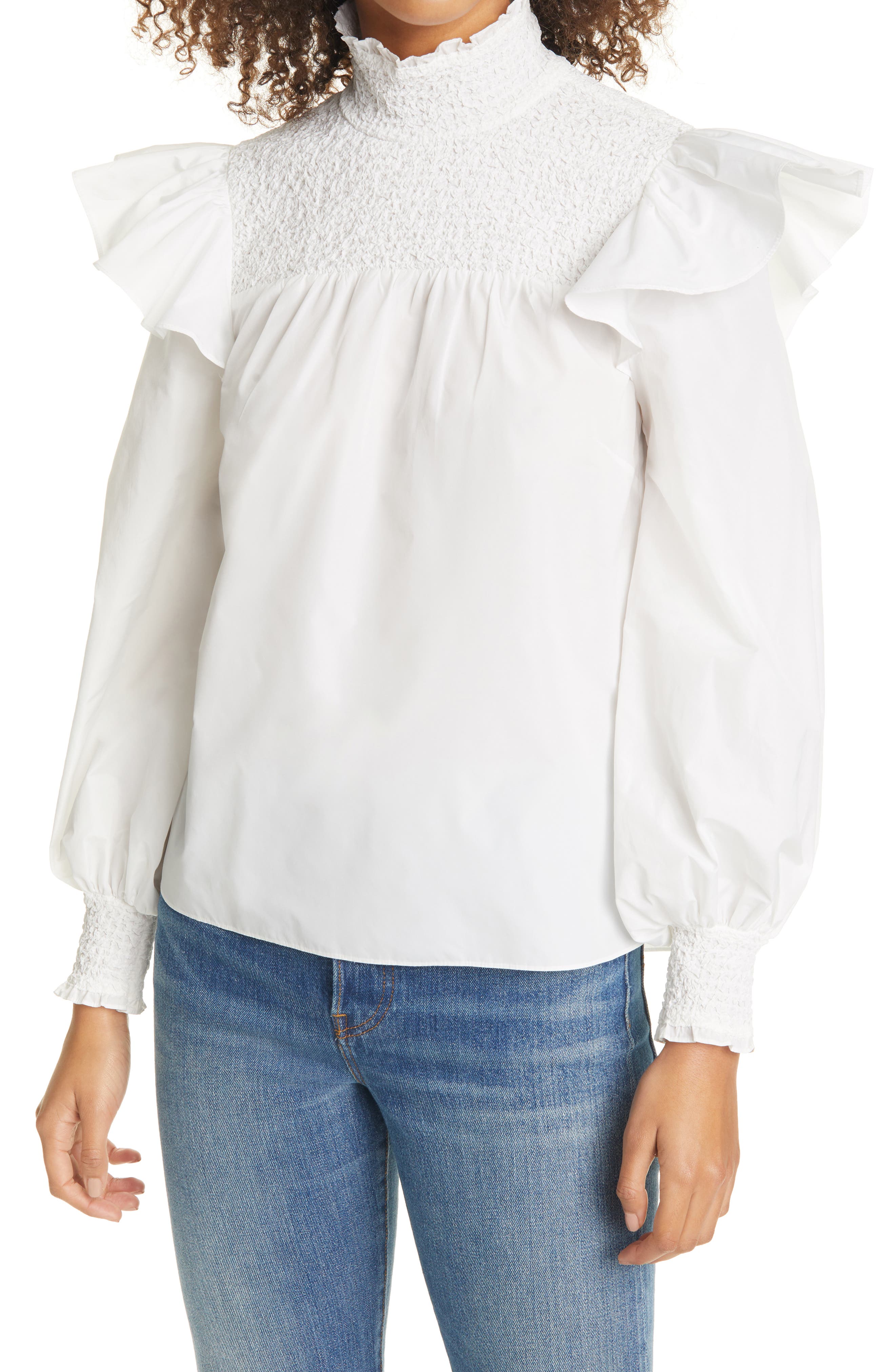 Cinq À Sept River Tafeta Highneck Top In Ivory