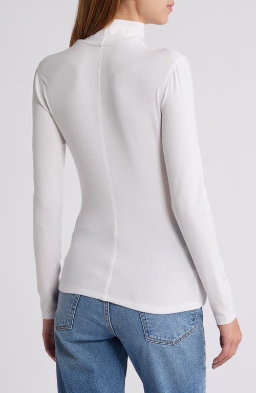 Frame Rib Knit Turtleneck Top In White