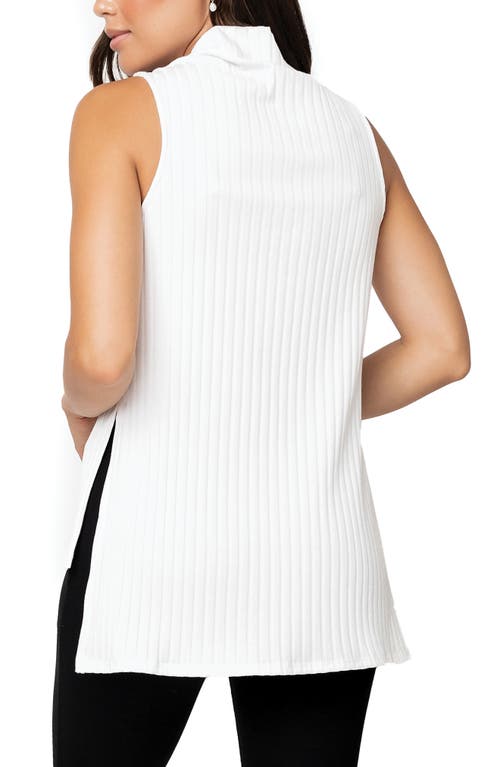 Shop Gibsonlook Ribbed High-low Mock Neck Tunic Tank In Ivory