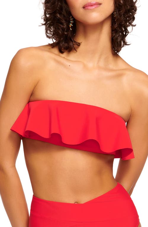 Shop Ramy Brook Cecile Ruffle Strapless Bikini Top In Flame