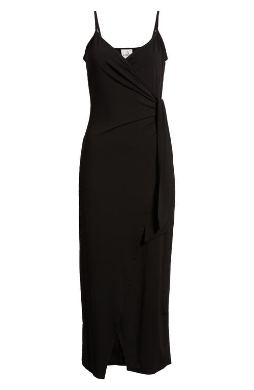 Shop Sam Edelman Jersey Faux Wrap Midi Dress In Black