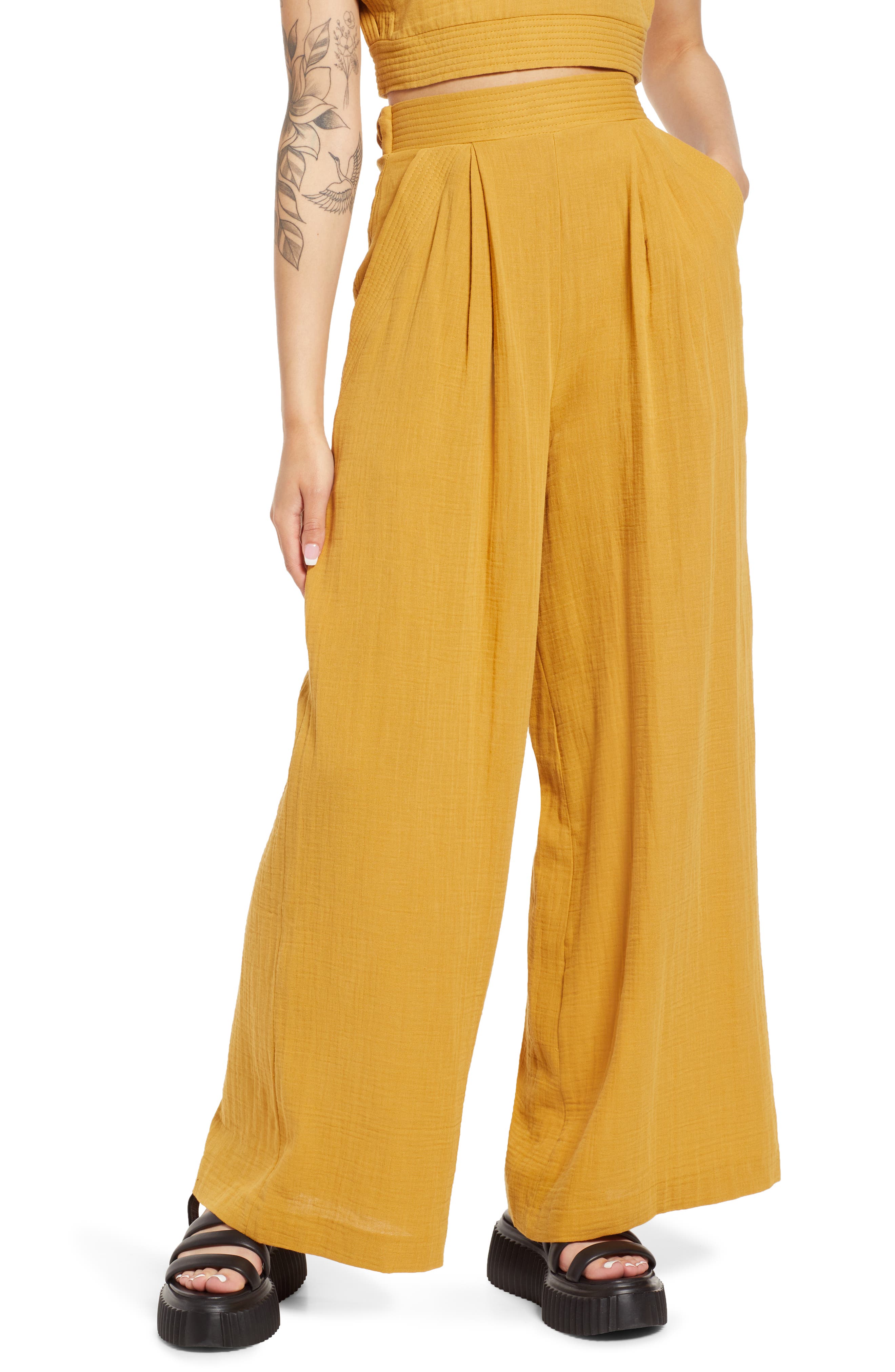 Women's Yellow Trousers \u0026 Wide-Leg 