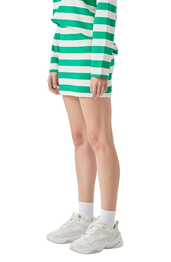 Shop Grey Lab Stripe French Terry Miniskirt In Green