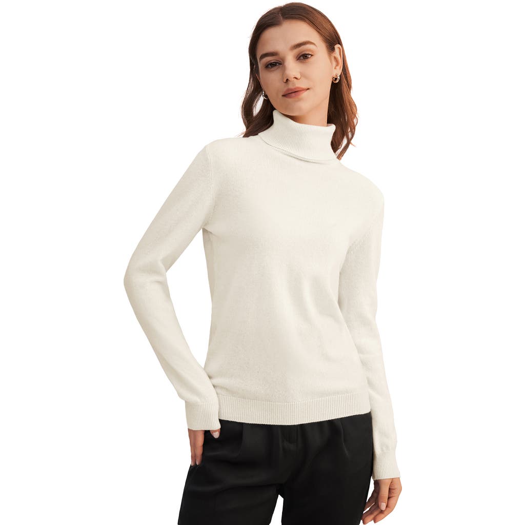 Shop Lilysilk Pure Cashmere Turtleneck Sweater In White