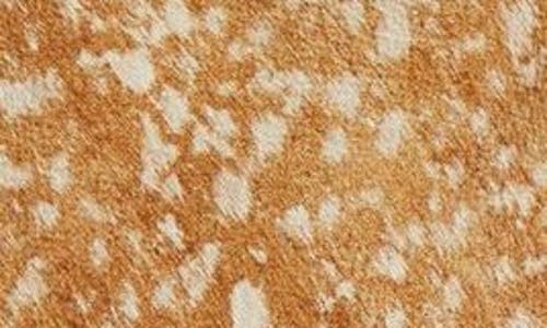 Lafayette 148 Mini Floating Leaves Print Textured Silk Satin Blouse In Camel Multi