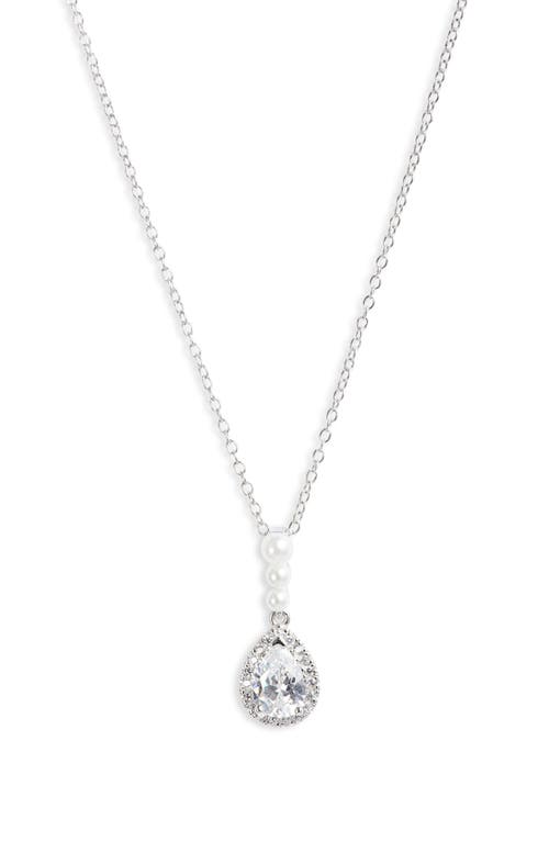 Shop Nordstrom Pear Sterling Silver & Cubic Zirconia Pendant Necklace In Platinum Plated