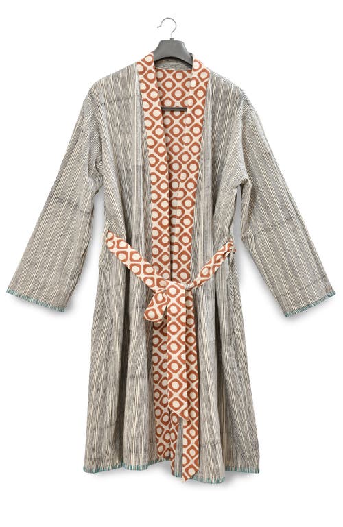 Verve Culture Block Print Reversible Robe In Block Print