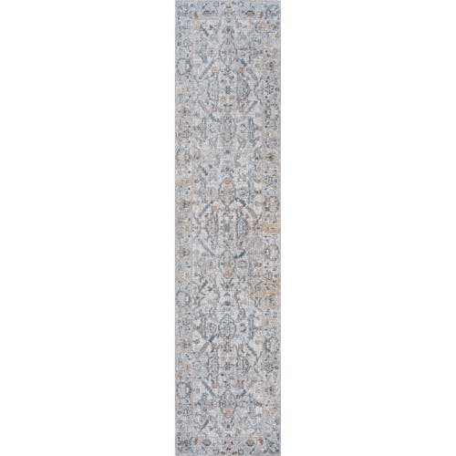 Jonathan Y Brandy Rustic Border Low-pile Machine-washable Area Rug In Light Gray/blue