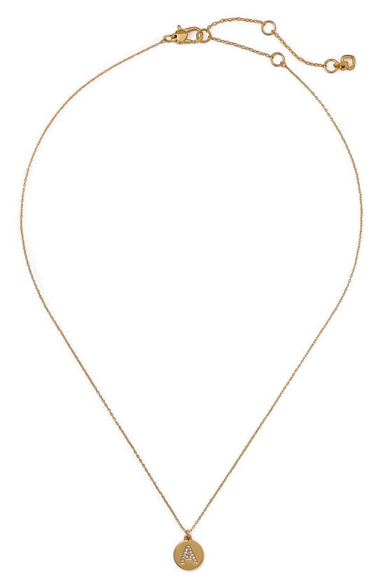 Kate Spade Pavé Mini Initial Pendant Necklace In Clear/ Gold A