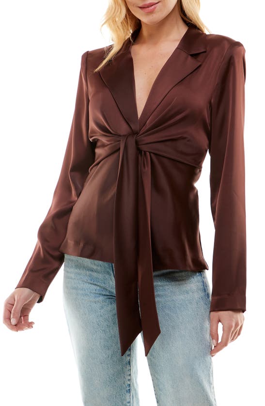 Wayf Merci Tie Waist Top In Espresso