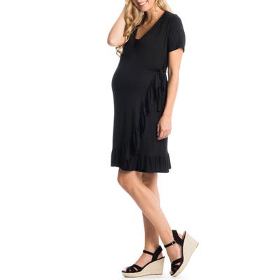 Everly Grey Araceli Maternity/nursing Wrap Dress, Black