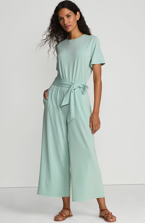 Shop Lands' End Cupro Tie Waist Jumpsuit In Mint Cream