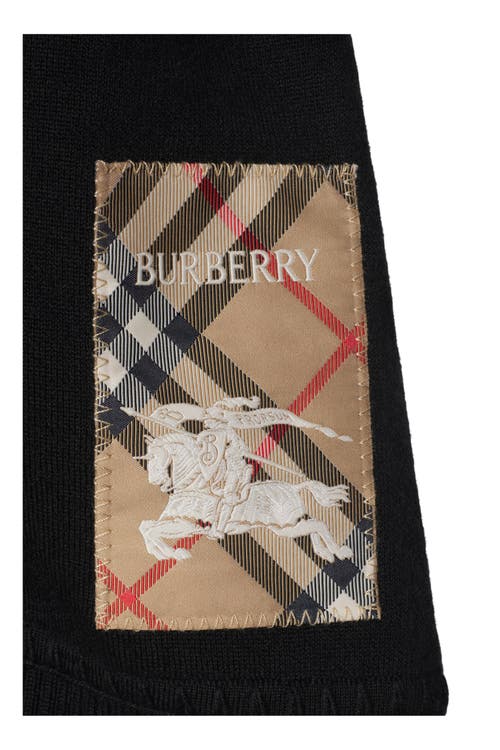 Shop Burberry Check Label Wool Blend Cape In Black