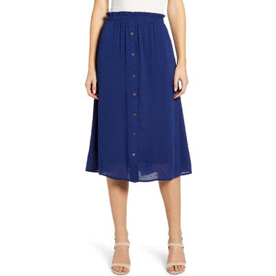 Petite Gibson X The Motherchic Siesta Button-Down Midi Skirt, Blue