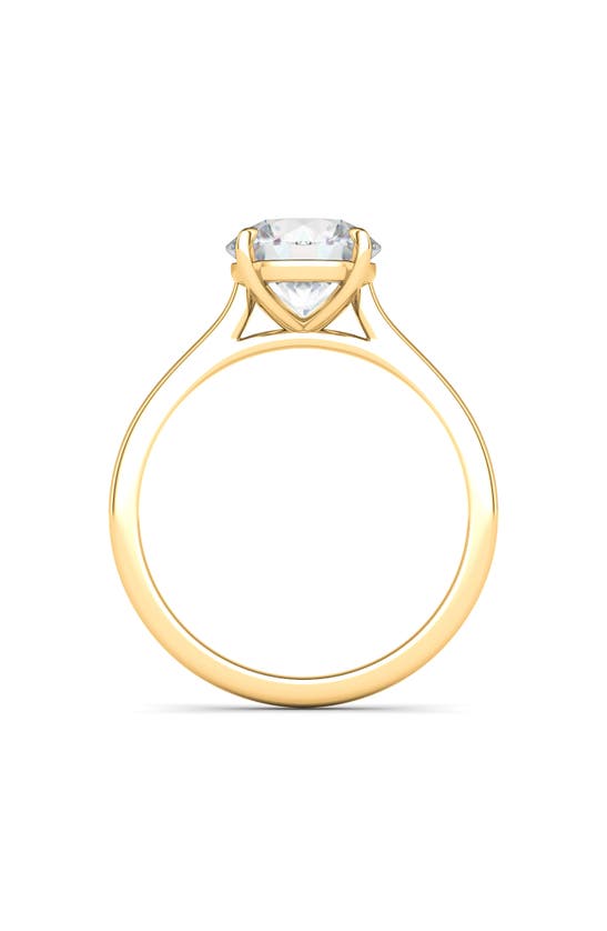 Hautecarat 18k White Gold Round Cut Lab Created Diamond Engagement Ring In 18k Yellow Gold