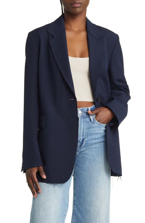 FRAME Oversize Raw Edge Blazer in Navy | Smart Closet