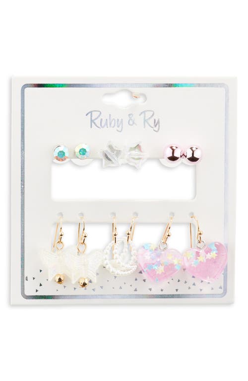 Ruby & Ry Kids' Set of 6 Earrings in Gold 