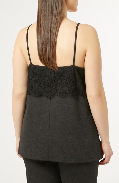 Shop Marina Rinaldi Volto Mixed Media Long Camisole In Dark Grey