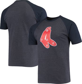 STITCHES Men's Stitches Heathered Navy Boston Red Sox Raglan T-Shirt