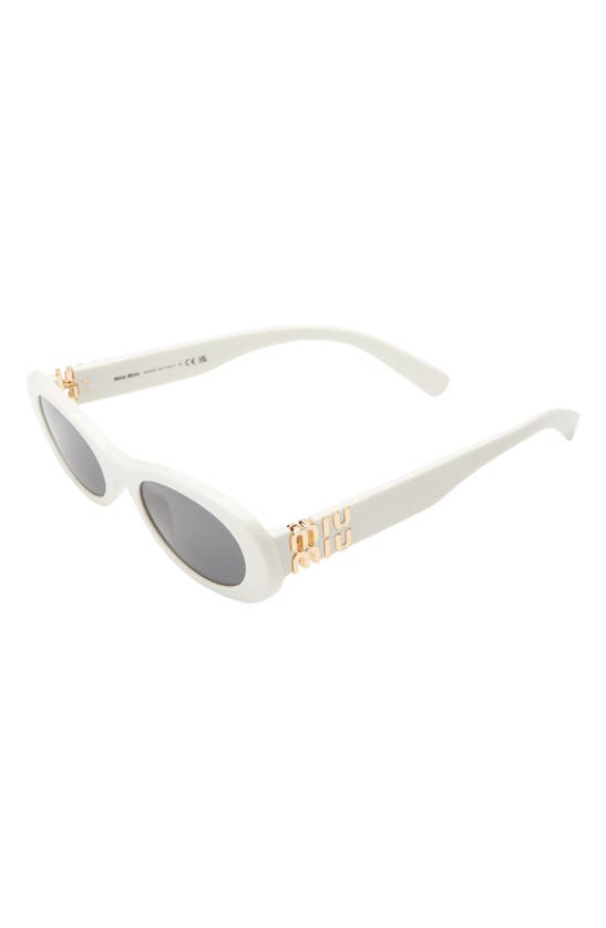 Shop Miu Miu 50mm Oval Sunglasses In Dark Grey/ Ivory