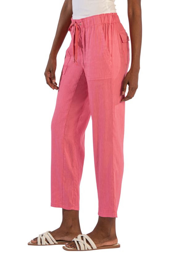 Shop Kut From The Kloth Rosalie Linen Blend Drawstring Ankle Pants In Pink Dawn
