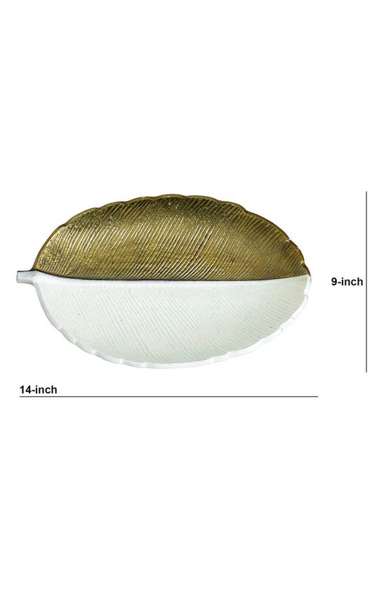 Shop Nearly Natural 14-inch Leaf Dish Decor In Gold