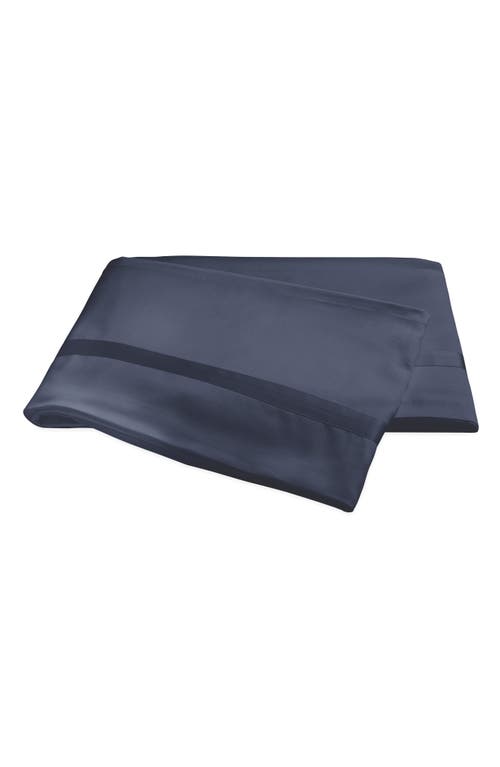Matouk Nocturne 600 Thread Count Flat Sheet in Navy at Nordstrom
