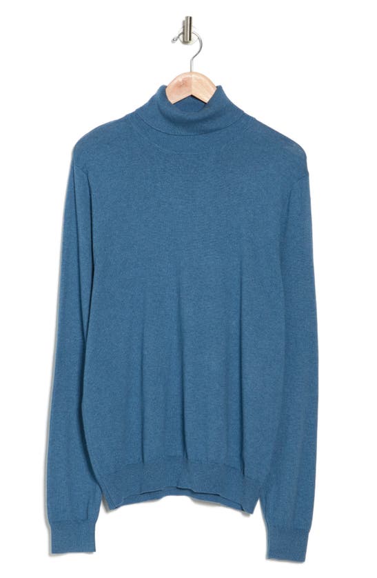 14th & Union Cotton Cashmere Blend Turtleneck In Blue Captain