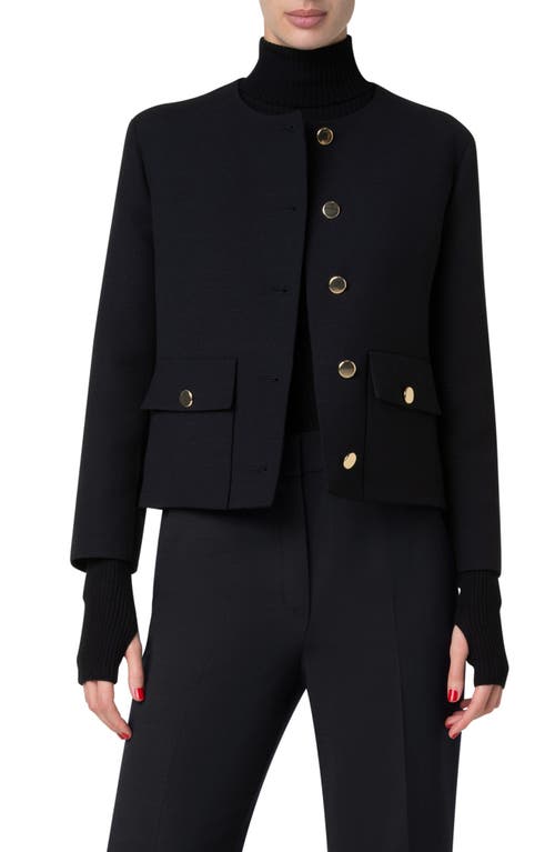 Shop Akris Winter Double Face Wool Short Jacket In Black