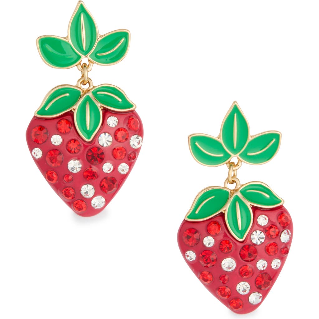 Leith Enamel Strawberry Drop Earrings In Red