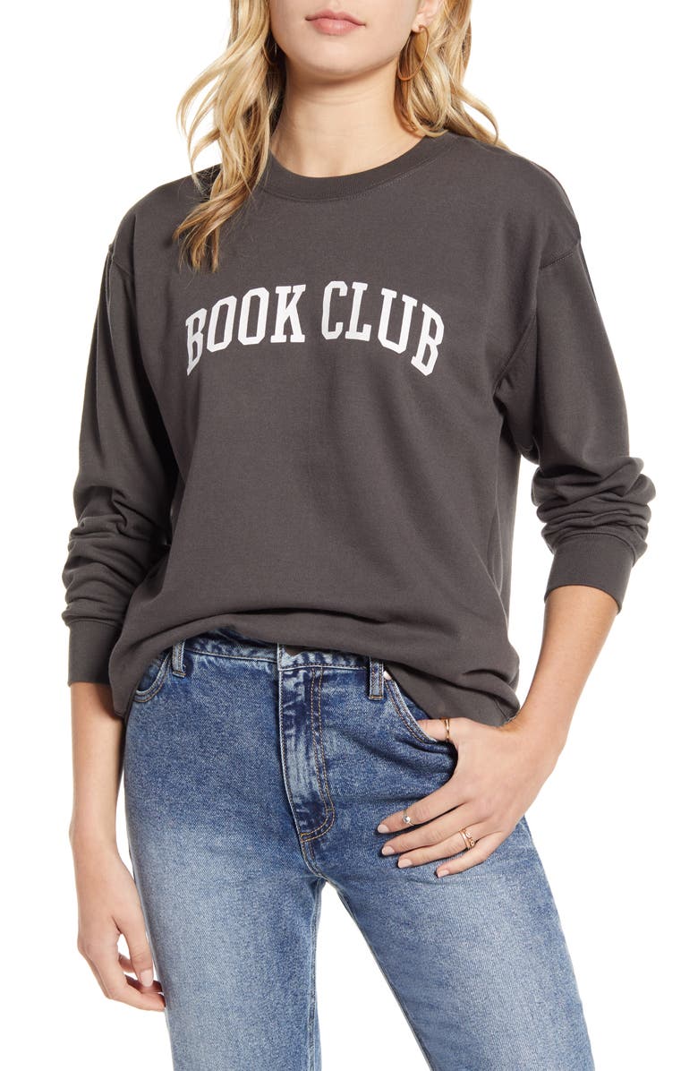 SUB_URBAN RIOT Book Club Sweatshirt, Main, color, BLACK