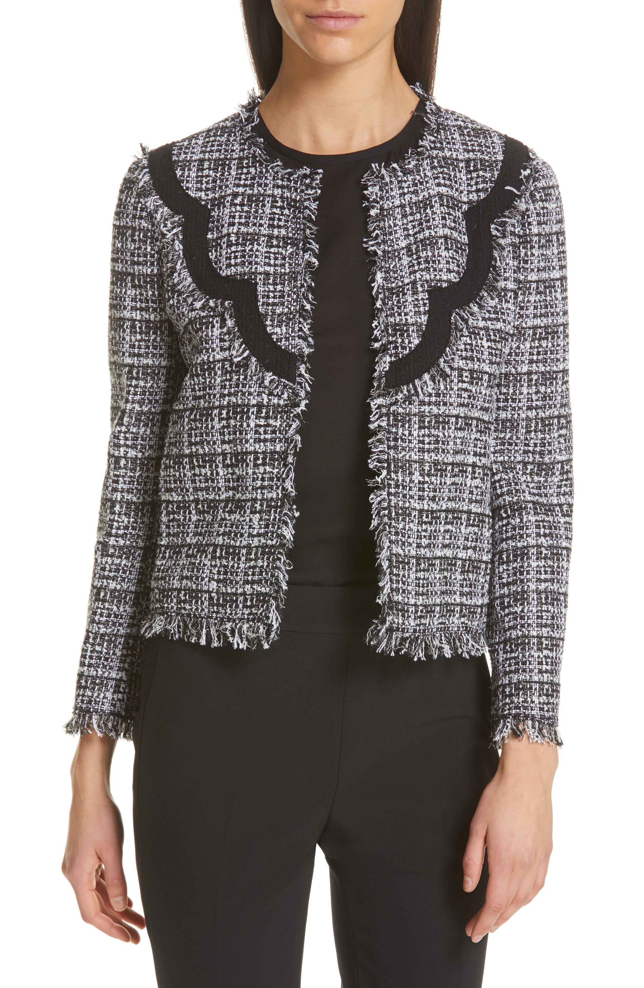 kate spade new york scallop detail tweed jacket Nordstrom
