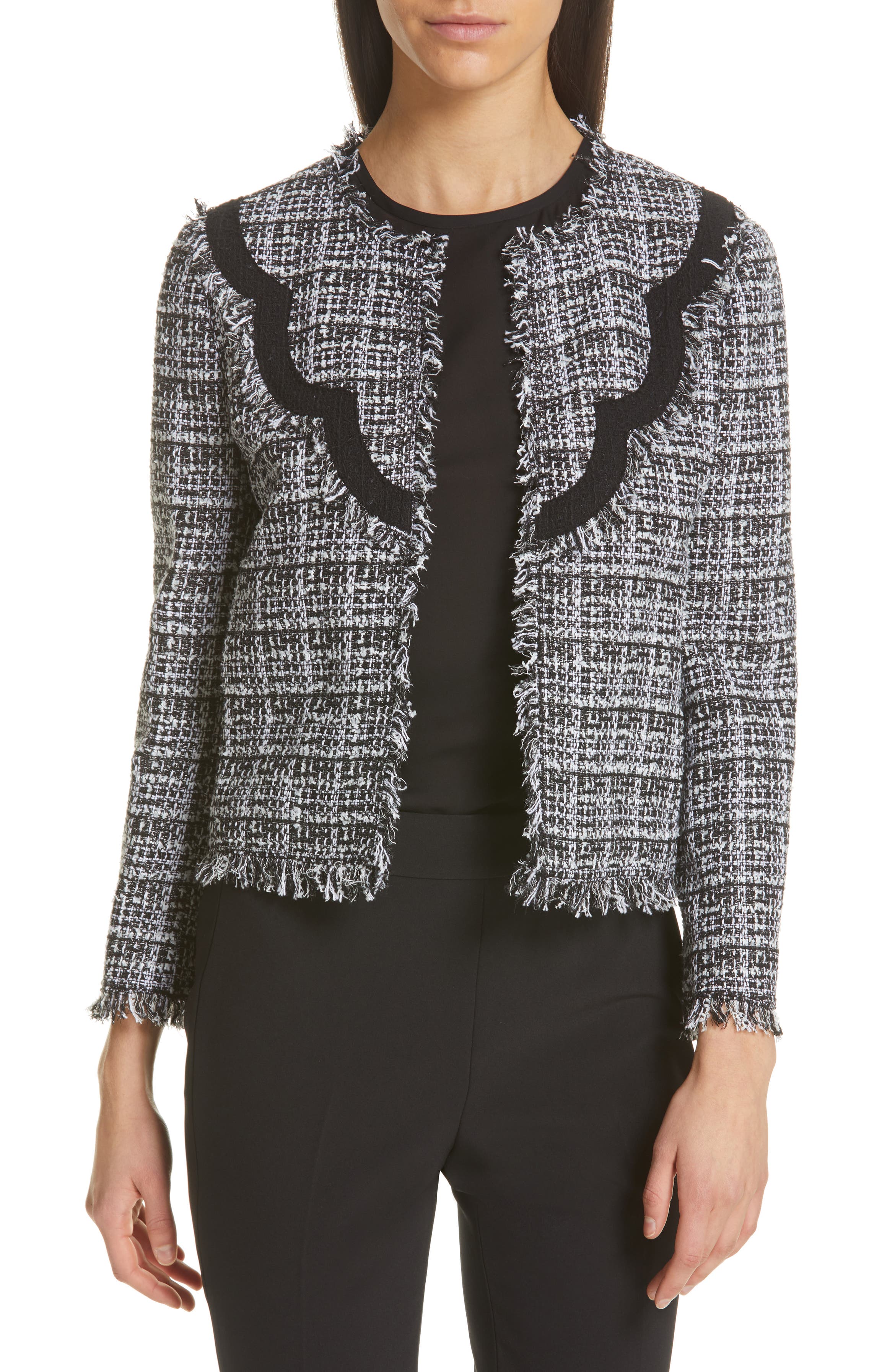 kate spade new york scallop detail tweed jacket | Nordstrom