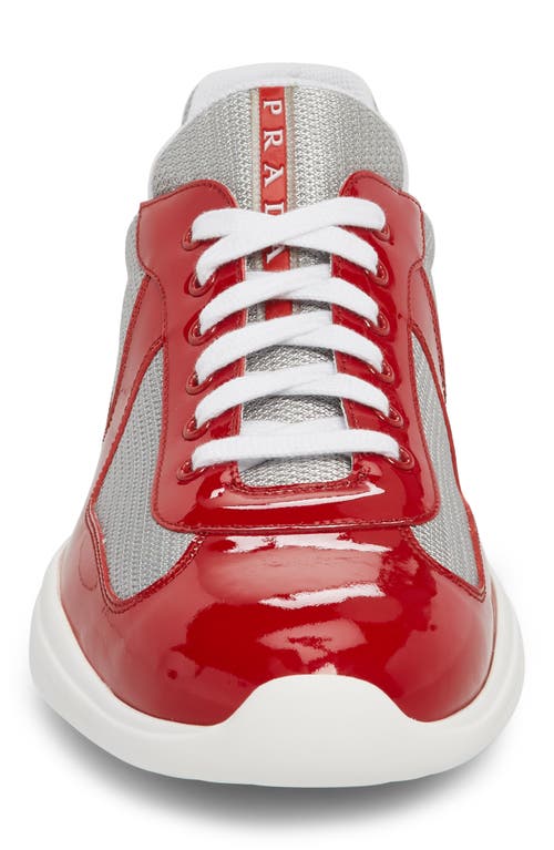 Shop Prada America's Cup Sneaker In Rosso/argento