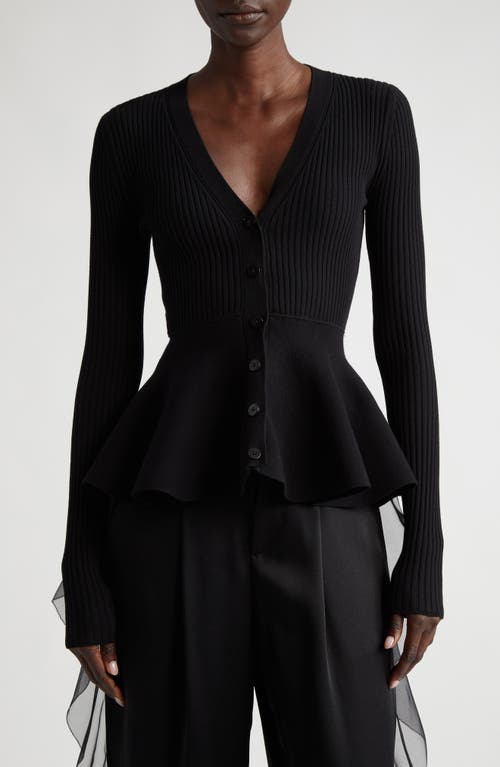 Jason Wu Collection Peplum Rib Cardigan Black at Nordstrom,