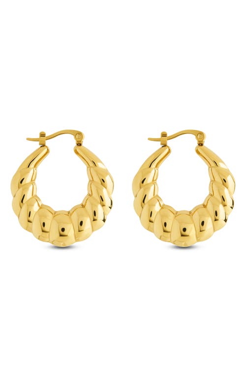 Sterling Forever Piper Twisted Polished Hoop Earrings In Gold