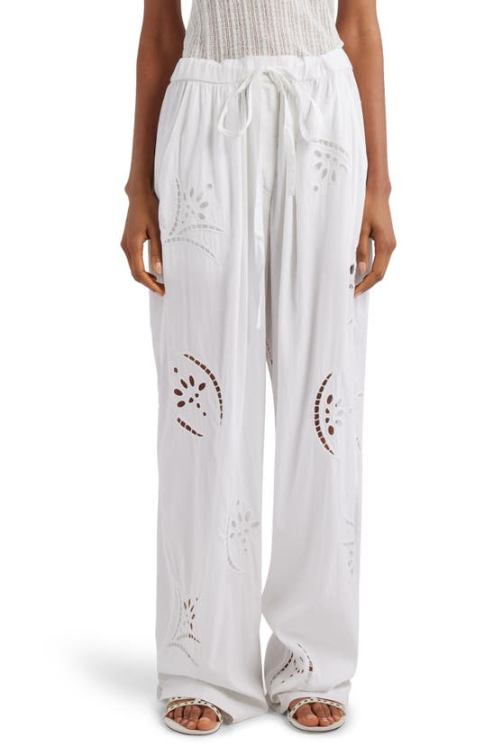 Shop Isabel Marant Hectorina Eyelet Embroidered Relaxed Pants In White