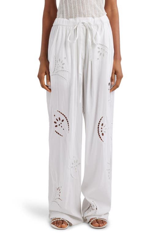 Isabel Marant Hectorina Eyelet Embroidered Relaxed Pants White at Nordstrom, Us