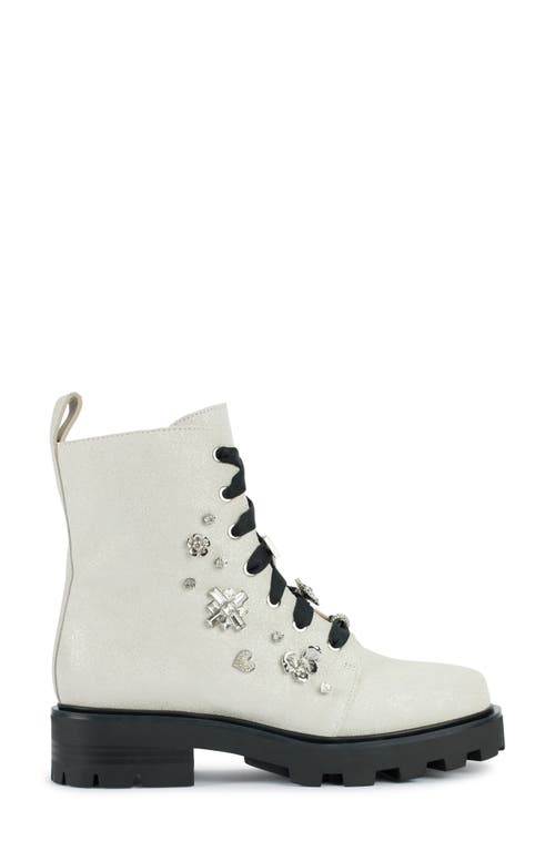 Karl Lagerfeld Paris Makenzie Combat Boot In Soft White