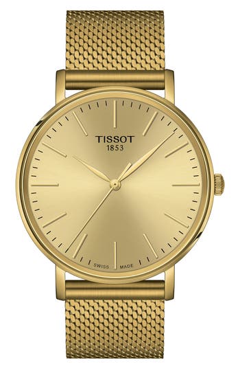 Tissot Everytime Mesh Strap Watch, 40mm In Yellow Gold