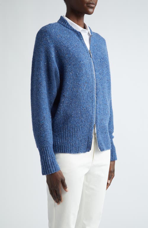 Shop Lafayette 148 New York Cashmere & Wool Donegal Zip-up Cardigan In Tile Blue Multi