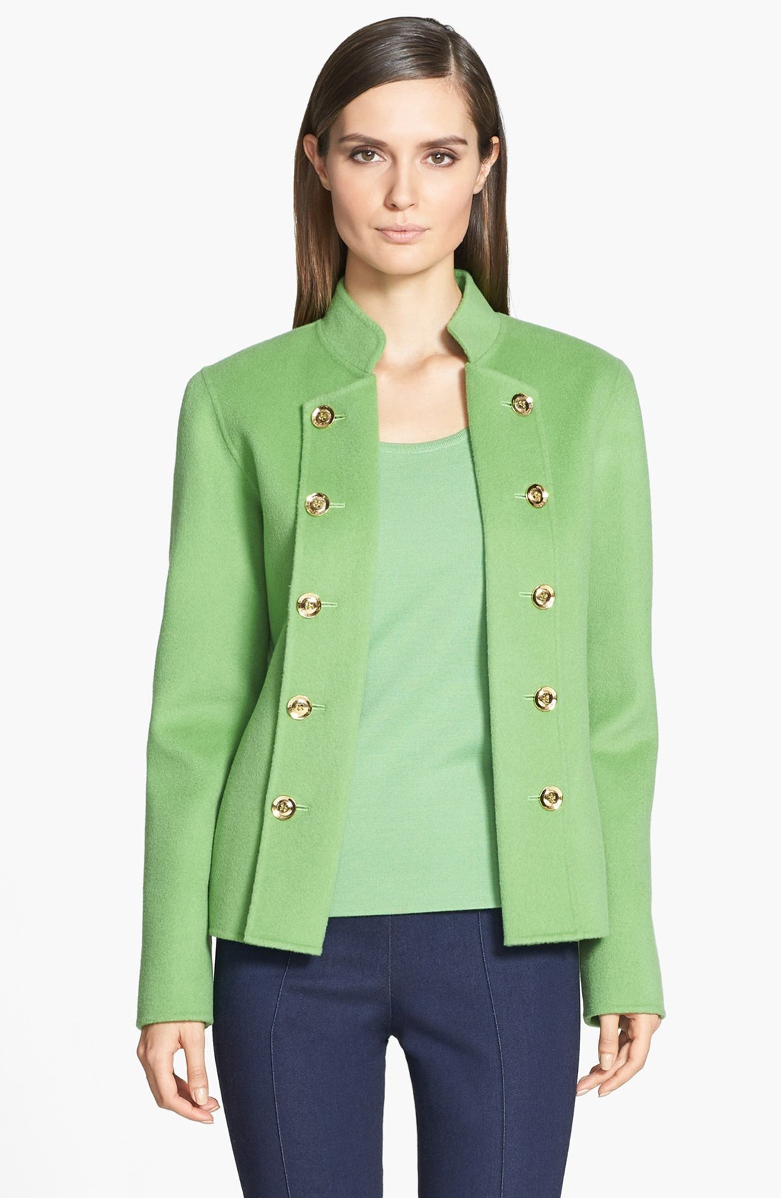 St. John Collection Double Faced Wool & Cashmere Military Jacket ...