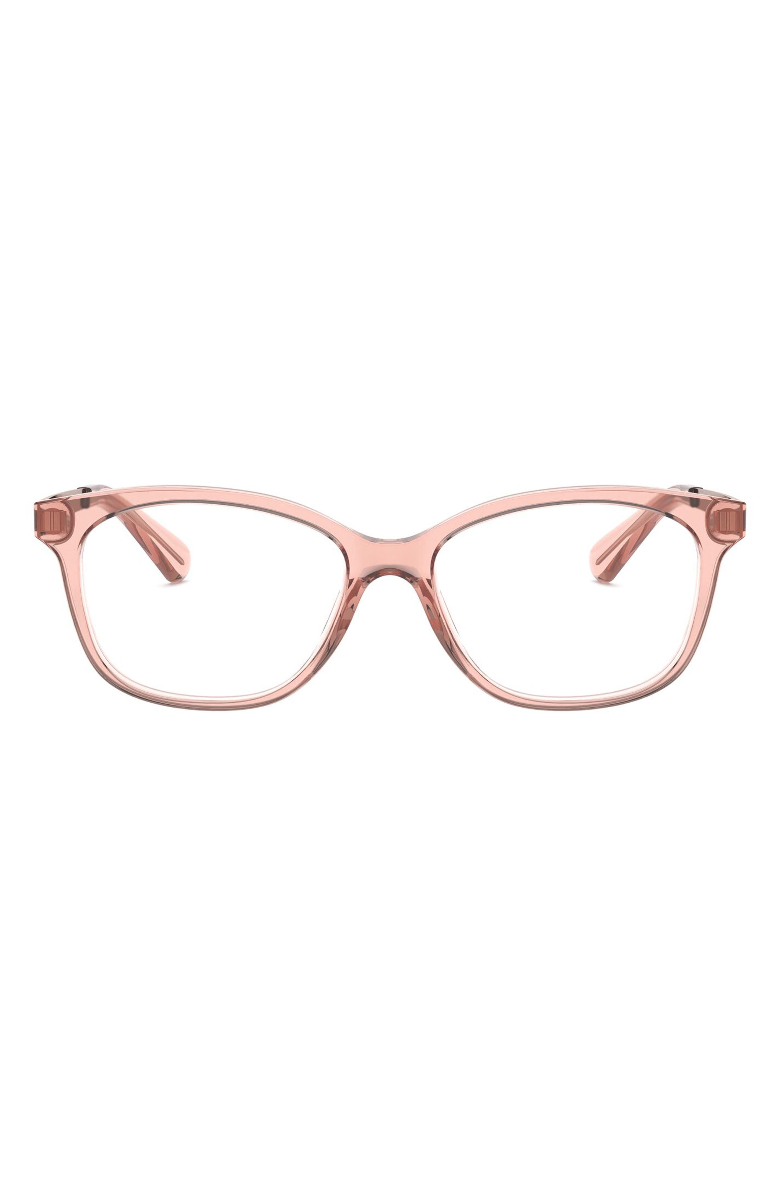 Michael Kors 53mm Square Optical Glasses in Transparent Red at Nordstrom
